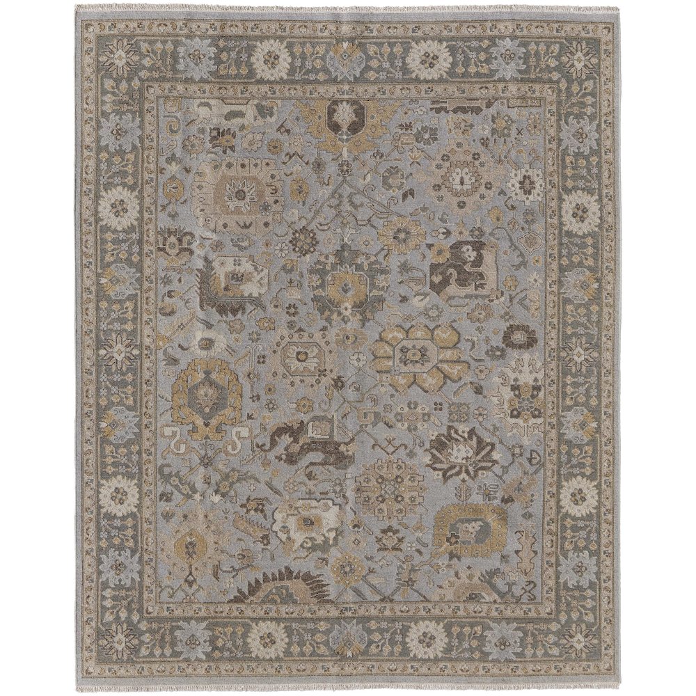 Corbitt Traditional Oriental, Blue/Gold/Gray, 7'-9" x 9'-9" Area Rug