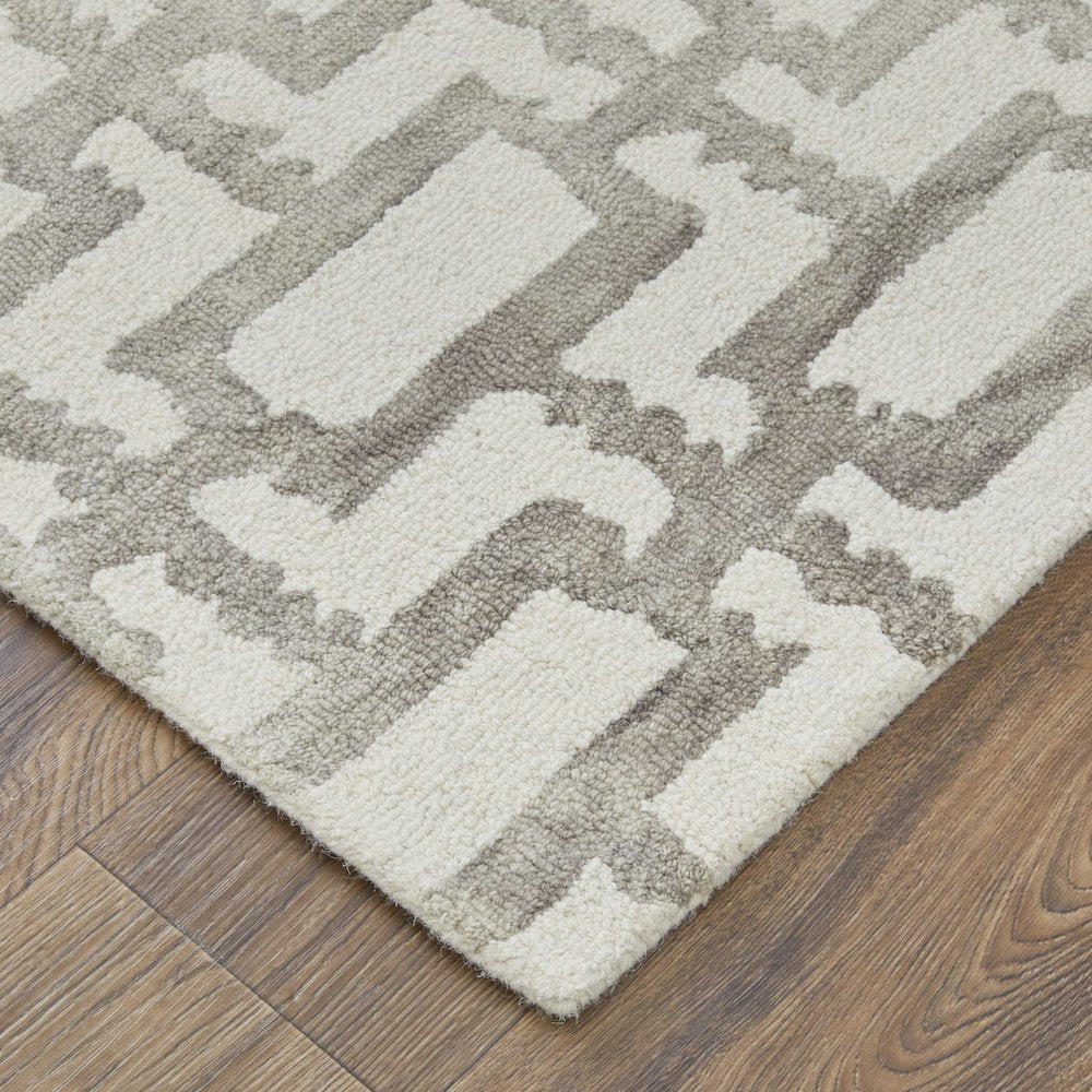 Lorrain Modern Geometric, Ivory/Taupe, 9'-6" x 13'-6" Area Rug
