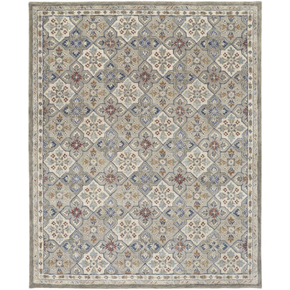 Rylan Transitional Floral & Botanical, Taupe/Ivory/Red, 10' x 14' Area Rug
