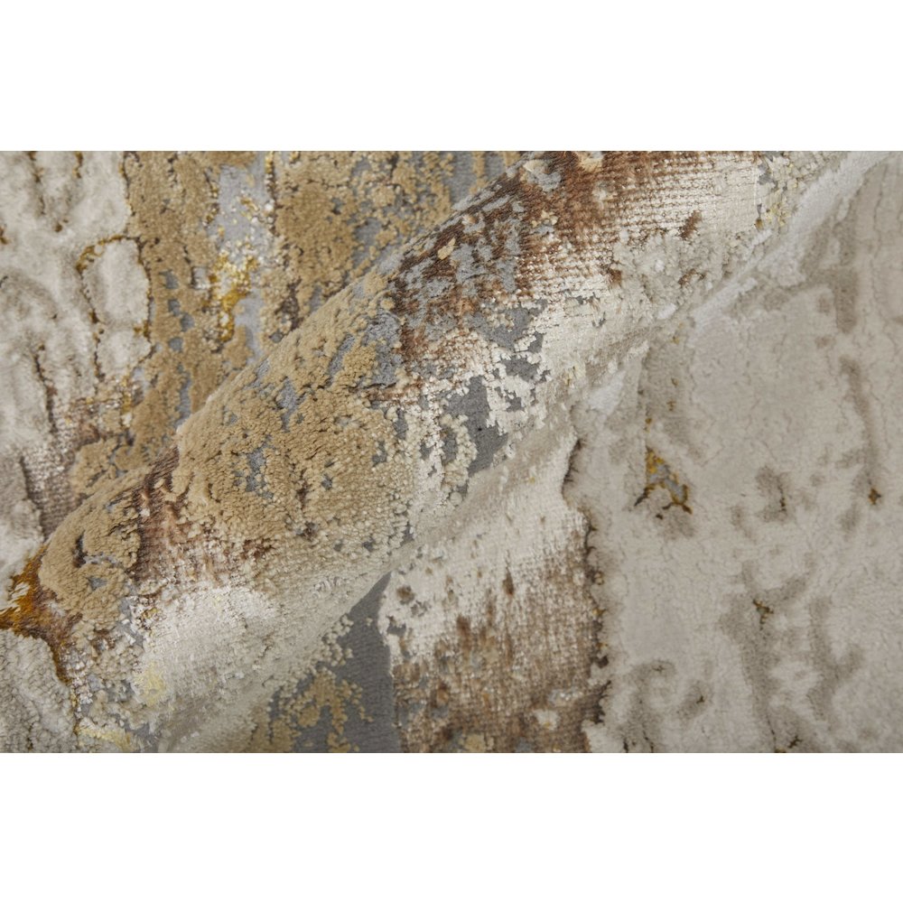 Aura Modern Abstract, Ivory/Gold/Brown, 10' x 13'-2" Area Rug