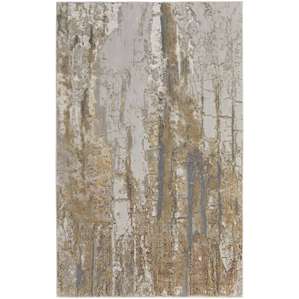 Aura Modern Abstract, Ivory/Gold/Brown, 10' x 13'-2" Area Rug