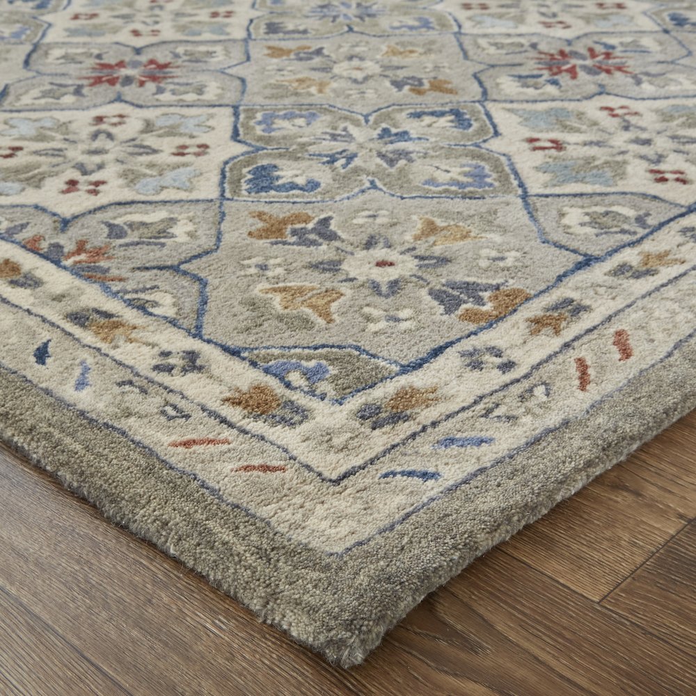 Rylan Transitional Floral & Botanical, Taupe/Ivory/Red, 10' x 14' Area Rug