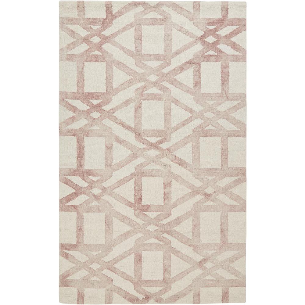 Lorrain Geometric Patterned Wool Rug, Blush Pink, 2ft x 3ft Accent Rug, 6108571FBLH000P00