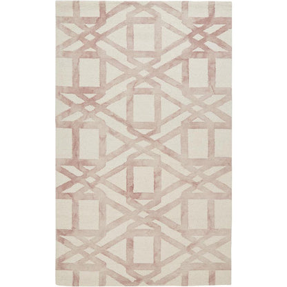 Lorrain Geometric Patterned Wool Rug, Blush Pink, 2ft x 3ft Accent Rug, 6108571FBLH000P00