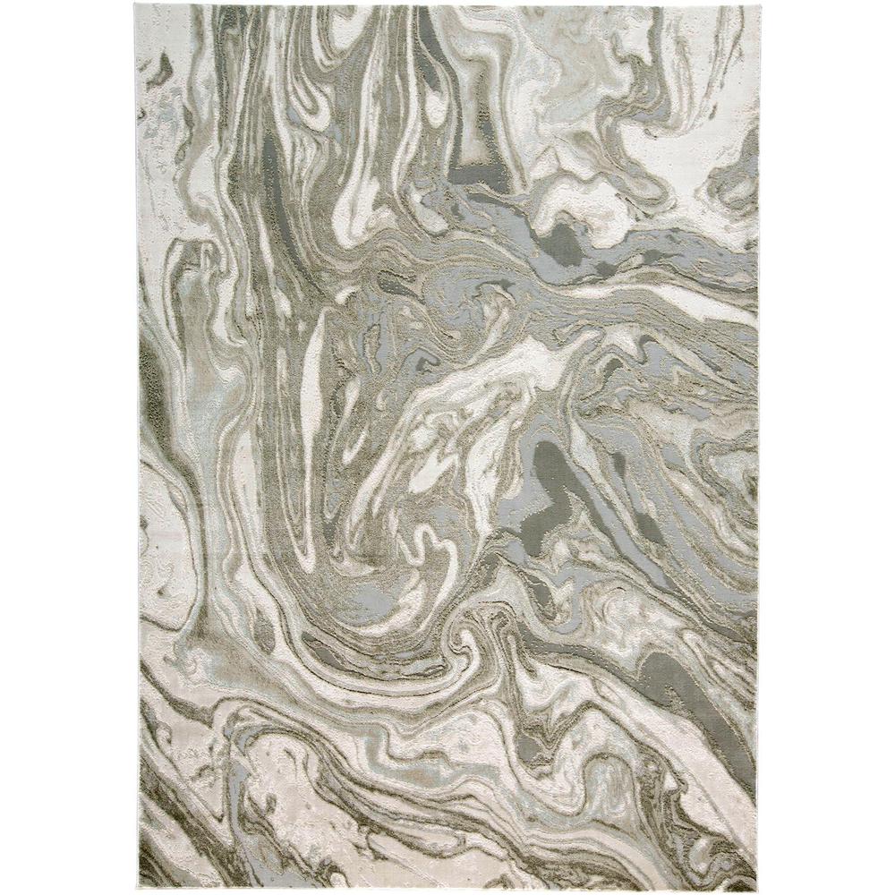 Prasad Abstract Watercolor Rug, Silver Gray/Ivory, 10ft x 13ft - 2in Area Rug, 6703894FLGY000H13