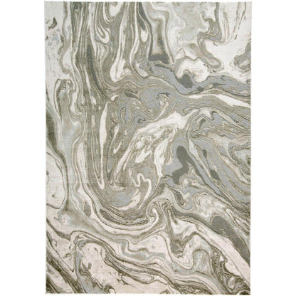 Prasad Abstract Watercolor Rug, Silver Gray/Ivory, 10ft x 13ft - 2in Area Rug, 6703894FLGY000H13
