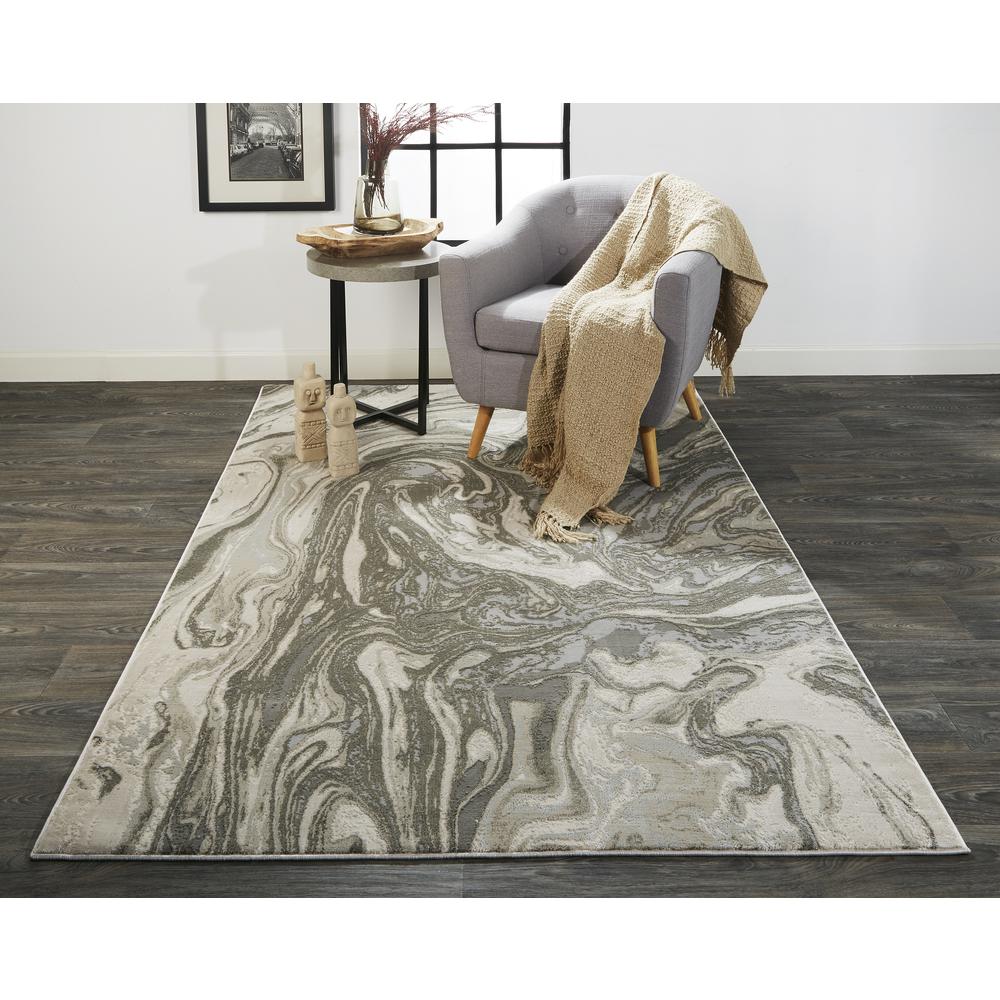 Prasad Abstract Watercolor Rug, Silver Gray/Ivory, 10ft x 13ft - 2in Area Rug, 6703894FLGY000H13