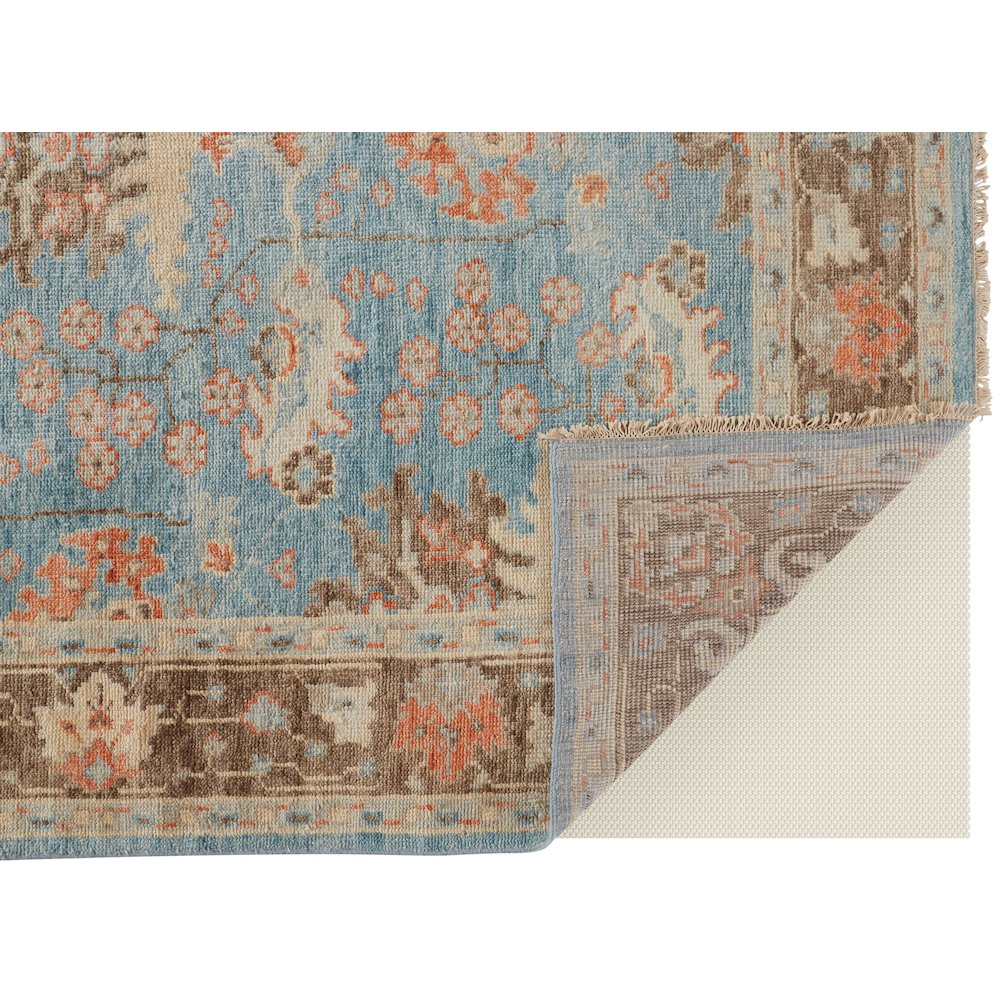 Beall Luxury Wool Rug, Ornamental Floral, Cool Blue, 5ft-6in x 8ft-6in Area Rug, BEA6710FBLUBRNE50