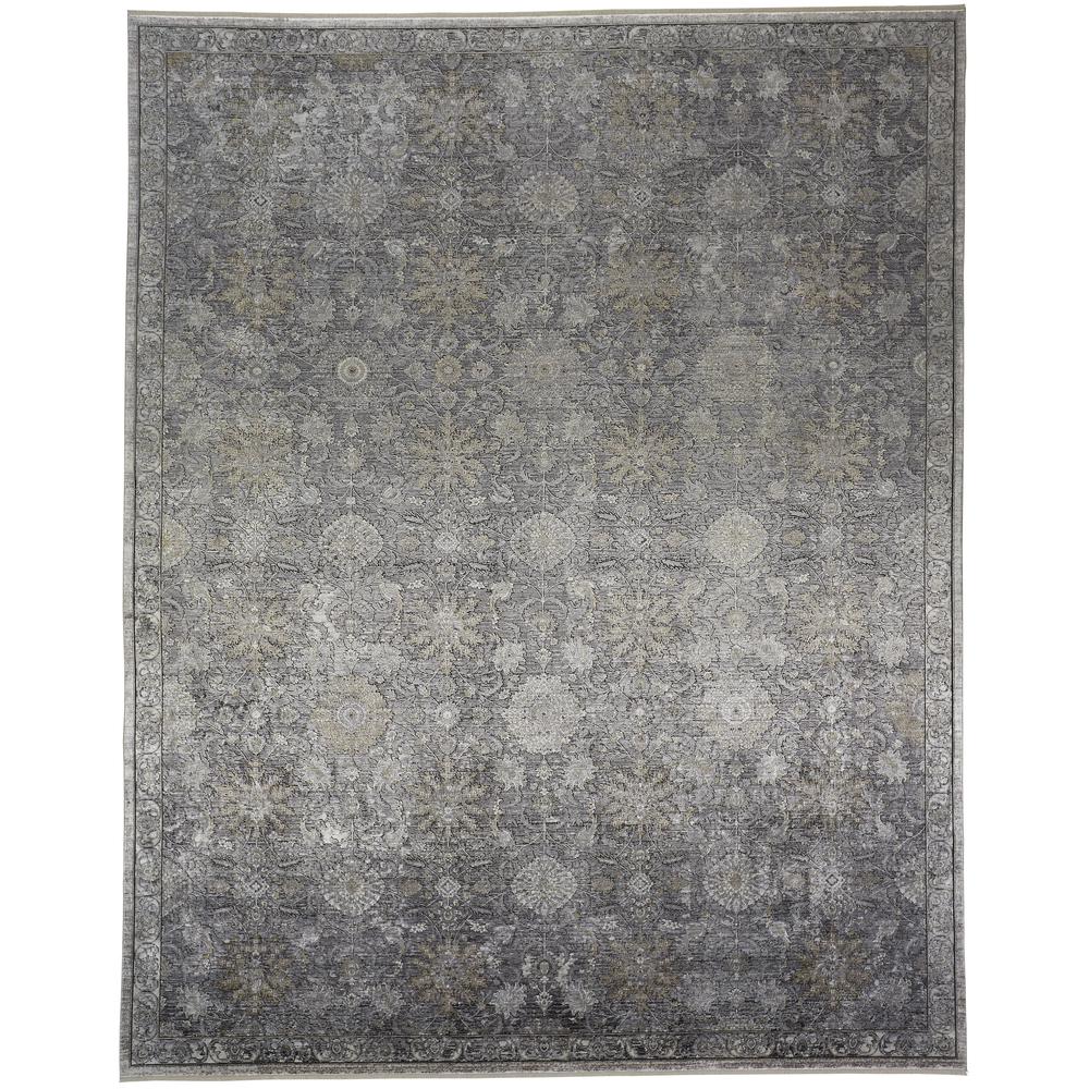 Sarrant Vintage Space-Dyed Rug, Pewter/Stone Gray, 9ft-6in x 12ft-7in Area Rug, 9193965FSND000H07