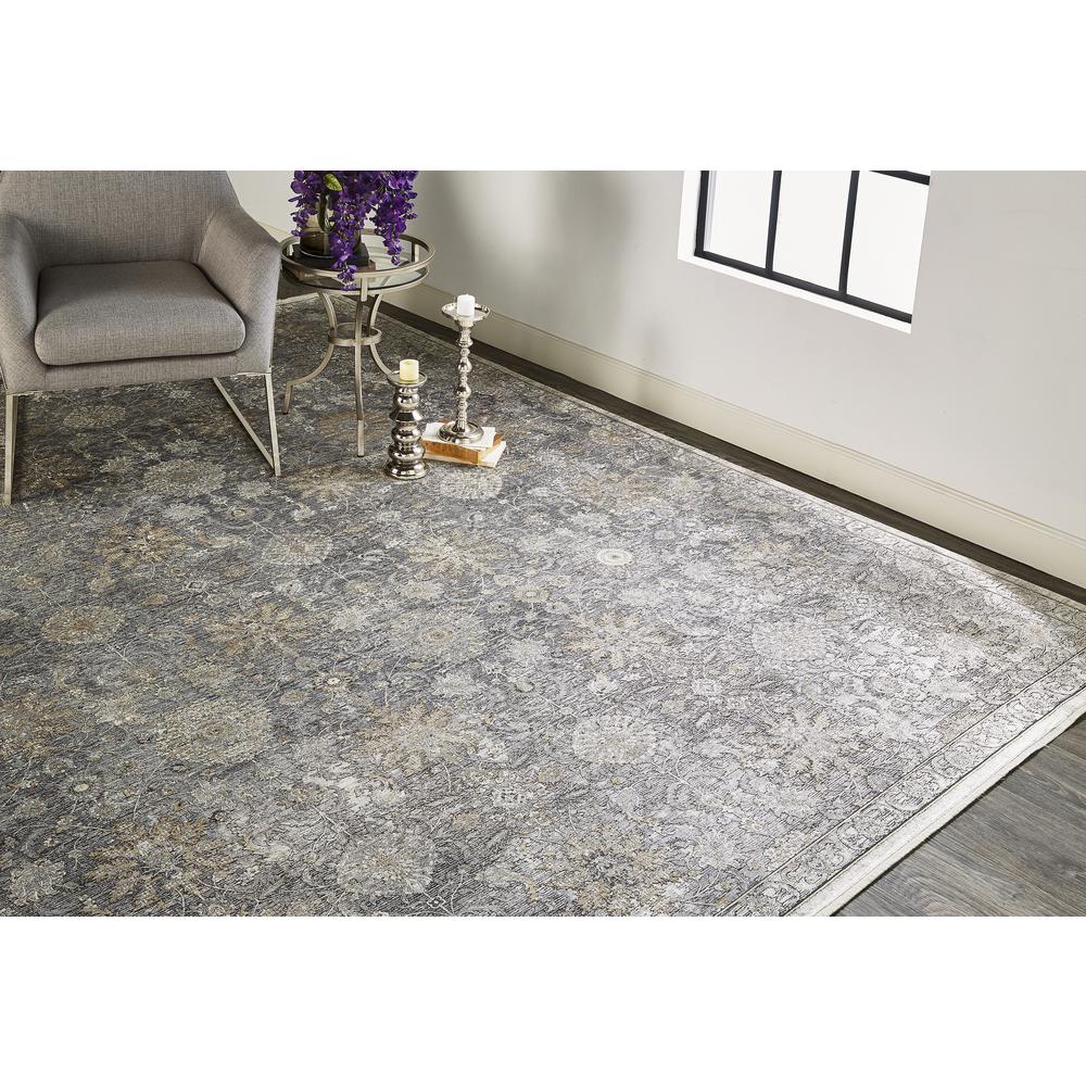 Sarrant Vintage Space-Dyed Rug, Pewter/Stone Gray, 9ft-6in x 12ft-7in Area Rug, 9193965FSND000H07