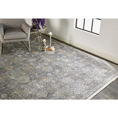 Sarrant Vintage Space-Dyed Rug, Pewter/Stone Gray, 9ft-6in x 12ft-7in Area Rug, 9193965FSND000H07