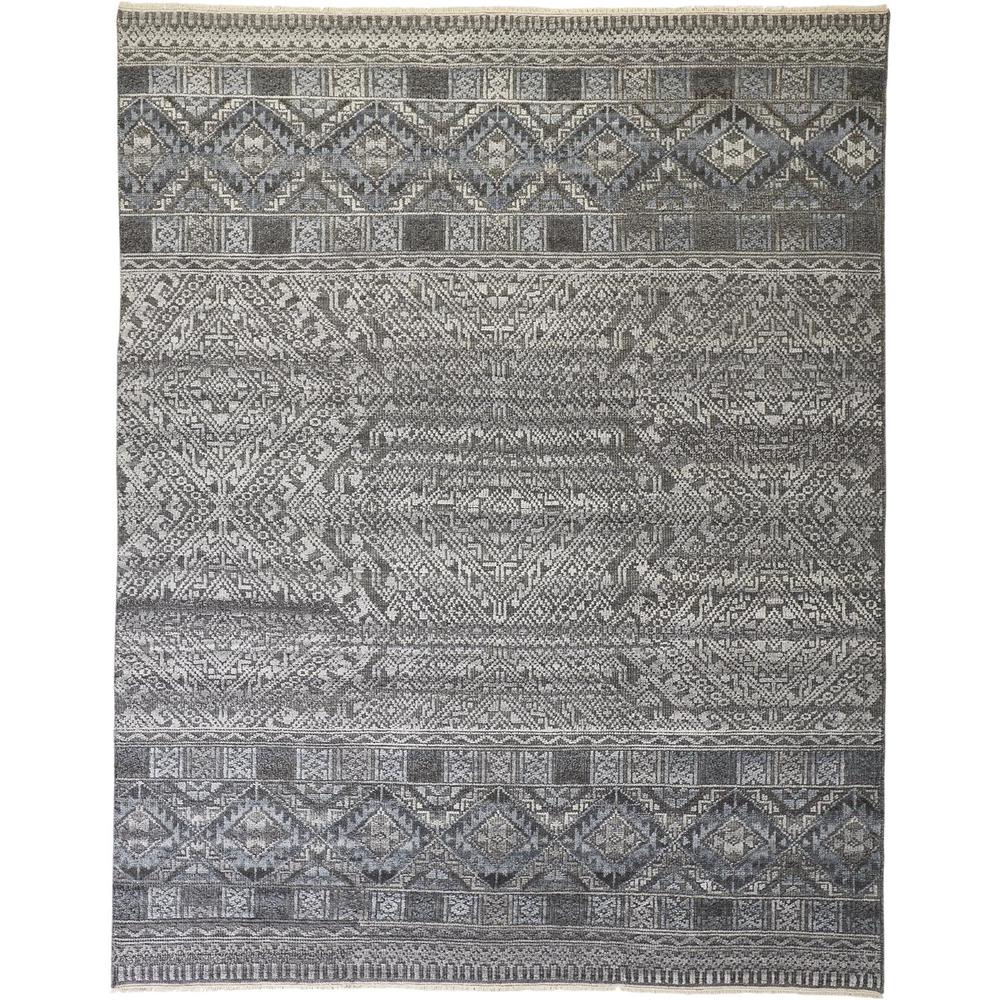 Payton Tribal Diamond Rug, Gray/Denim Blue, 9ft - 6in x 13ft - 6in Area Rug, 9806495FBLUGRYH50