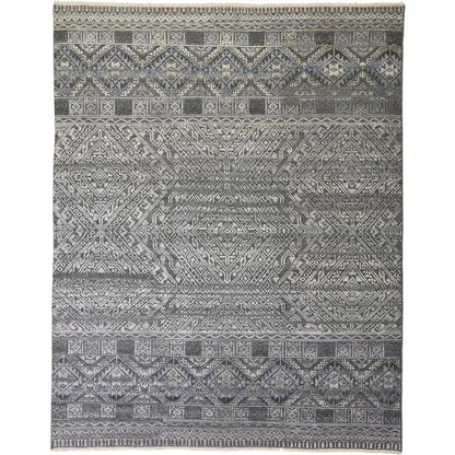 Payton Tribal Diamond Rug, Gray/Denim Blue, 9ft - 6in x 13ft - 6in Area Rug, 9806495FBLUGRYH50