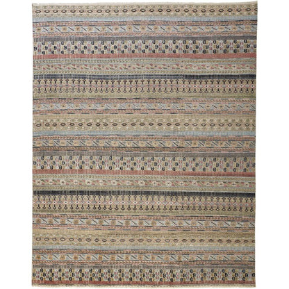 Payton Tribal Rug, Khaki Tan/Terracotta/Blue, 9ft - 6in x 13ft - 6in Area Rug, 9806498FPNKMLTH50