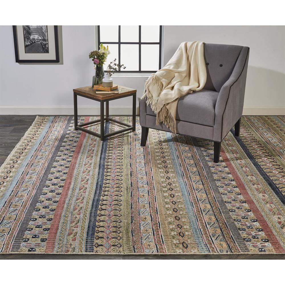Payton Tribal Rug, Khaki Tan/Terracotta/Blue, 9ft - 6in x 13ft - 6in Area Rug, 9806498FPNKMLTH50