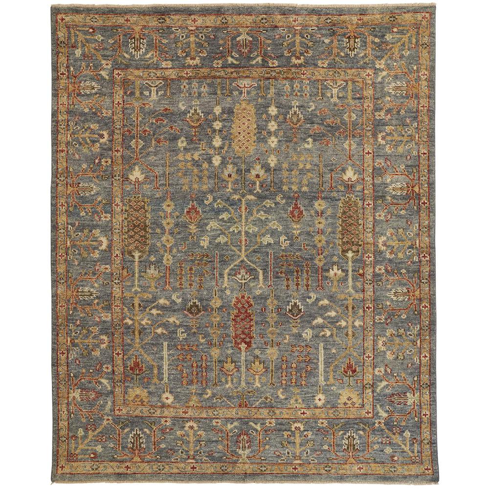 Carrington Traditional Oushak Rug, Flora/Fauna, Blue/Rust, 8ft-6in x 11ft-6in Area Rug, 9826499FBLURSTG50