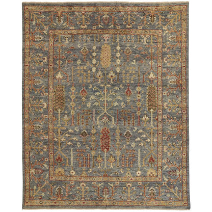 Carrington Traditional Oushak Rug, Flora/Fauna, Blue/Rust, 8ft-6in x 11ft-6in Area Rug, 9826499FBLURSTG50