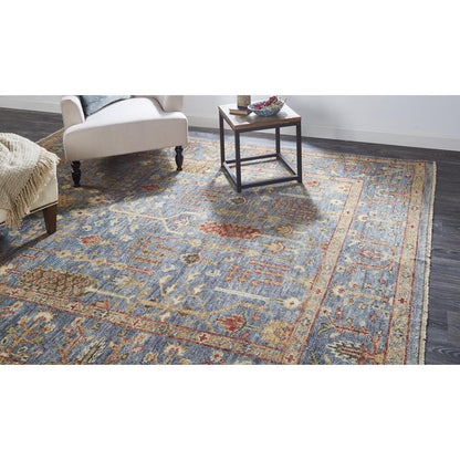 Carrington Traditional Oushak Rug, Flora/Fauna, Blue/Rust, 8ft-6in x 11ft-6in Area Rug, 9826499FBLURSTG50