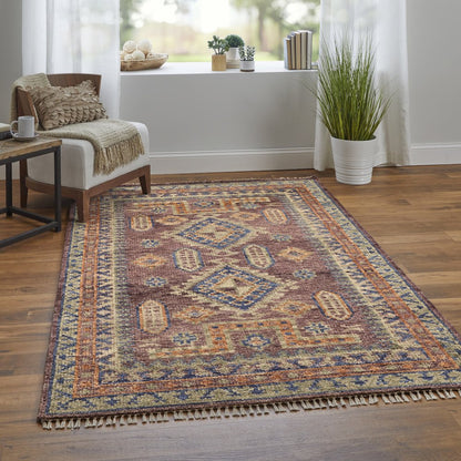 Fillmore Traditional Geometric, Red/Green/Blue, 3' x 5' Accent Rug