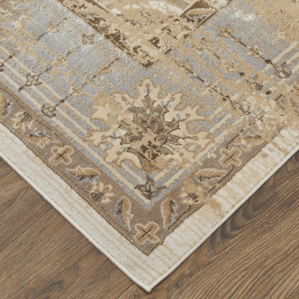 Celene Traditional Bordered, Tan/Brown/Gray, 9' x 12' Area Rug