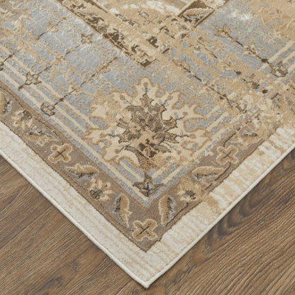 Celene Traditional Bordered, Tan/Brown/Gray, 9' x 12' Area Rug