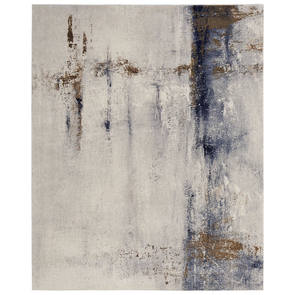 Clio Modern Abstract, Ivory/Blue/Brown, 12' x 15' Area Rug