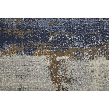 Clio Modern Abstract, Ivory/Blue/Brown, 12' x 15' Area Rug