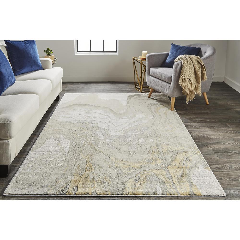 Waldor Absrtract Marble Print Rug, Goldenrod/Ivory, 10ft x 13ft - 2in Area Rug, 7353602FIVY000H13