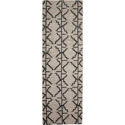 Enzo Minimalist Natural Wool Rug, Warm Taupe/Black, 2ft - 6in x 8ft, Runner, 7428732FCHLGRYI6A