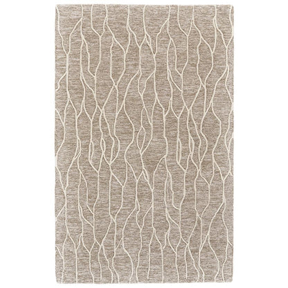 Enzo Minimalist Abstract Wool Rug, Warm Taupe/Ivory, 2ft x 3ft Accent Rug, 7428734FIVYGRYP00