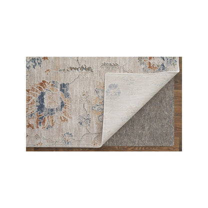 Pasha Transitional Floral & Botanical, Taupe/Ivory/Blue, 9'-0" x 12'-8" Area Rug