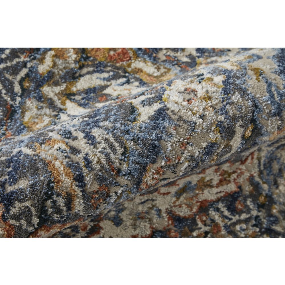 Kaia Transitional Floral & Botanical, Blue/Orange/Ivory, 7'-10" x 9'-6" Area Rug