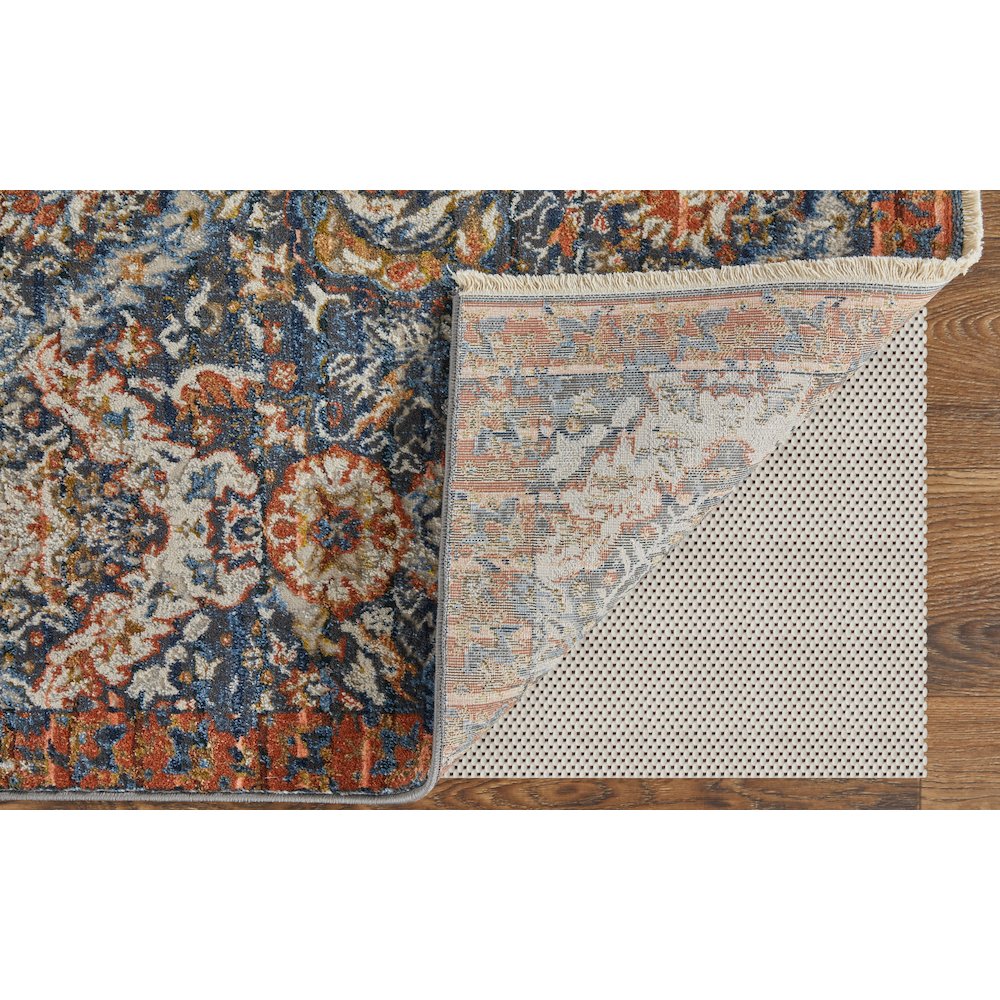 Kaia Transitional Floral & Botanical, Blue/Orange/Ivory, 7'-10" x 9'-6" Area Rug
