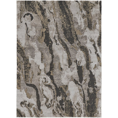 Vancouver Modern Abstract, Ivory/Brown/Taupe, 10' x 14' Area Rug