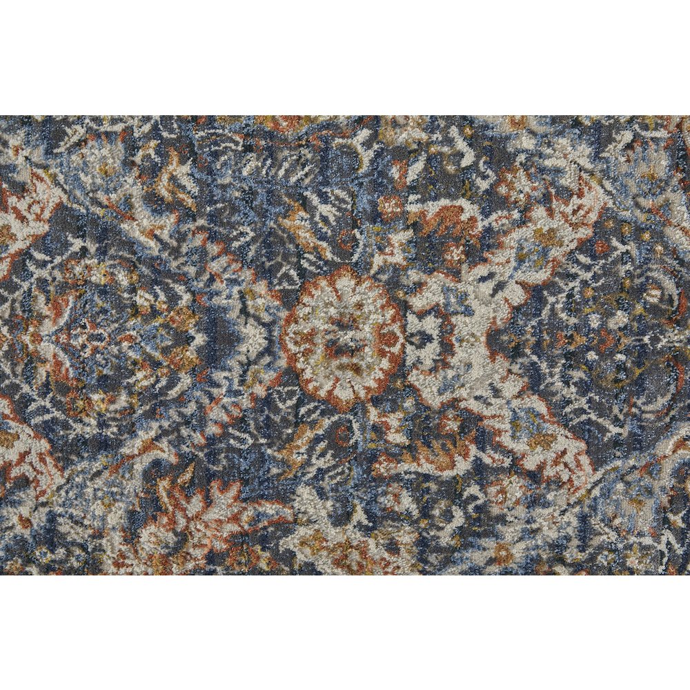 Kaia Transitional Floral & Botanical, Blue/Orange/Ivory, 7'-10" x 9'-6" Area Rug
