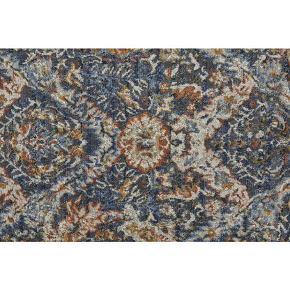Kaia Transitional Floral & Botanical, Blue/Orange/Ivory, 7'-10" x 9'-6" Area Rug
