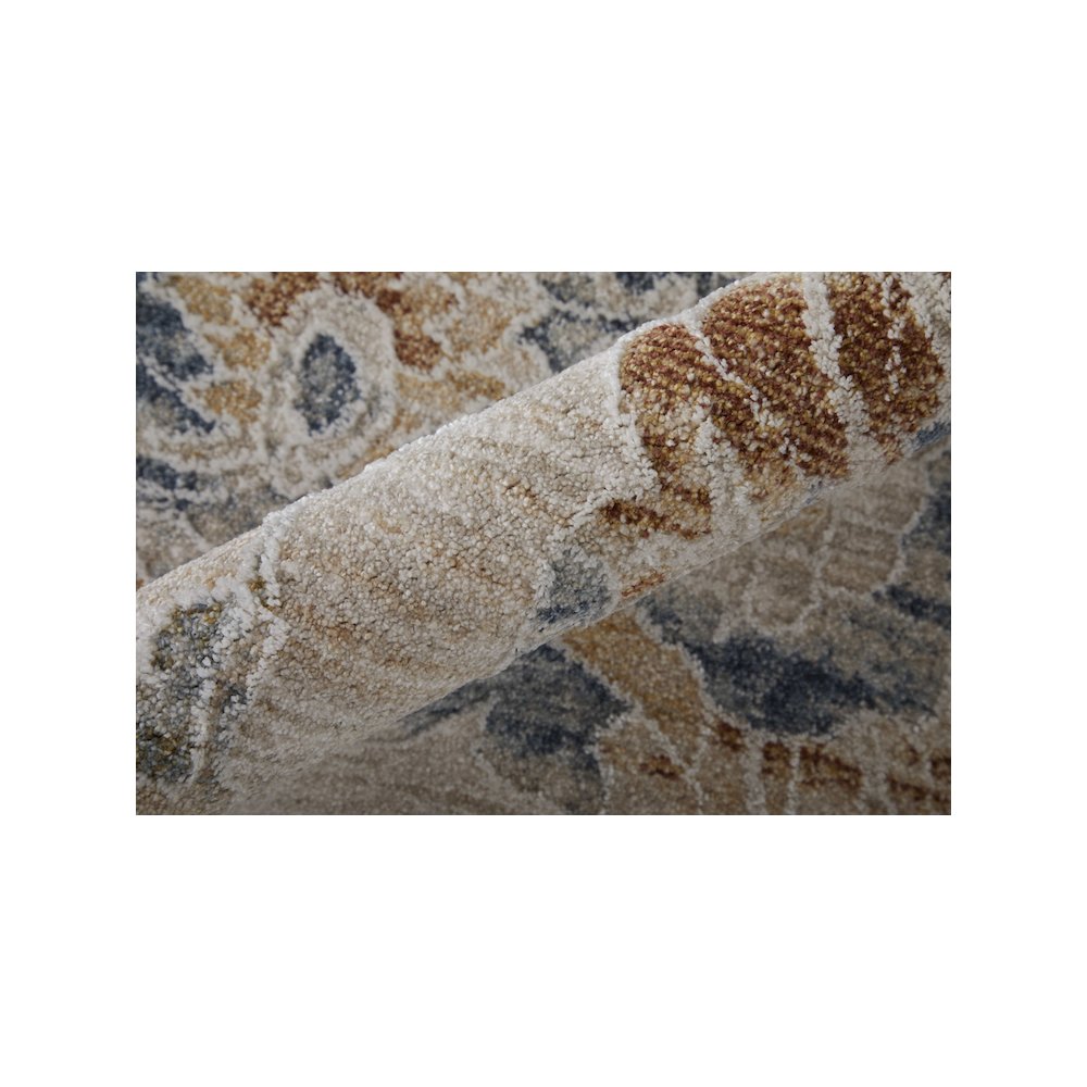 Pasha Transitional Floral & Botanical, Taupe/Ivory/Blue, 9'-0" x 12'-8" Area Rug