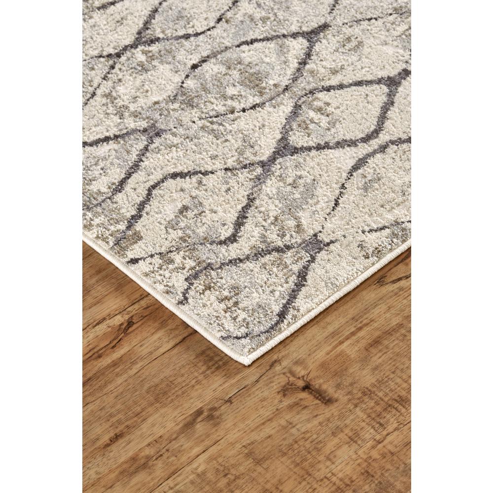 Kano Contemporary Distressed Rug, Ivory/Charcoal, 12in x 13ft - 9in Area Rug, 8643872FSNDCHLH14