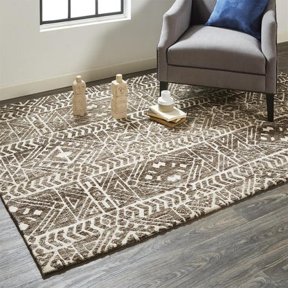 Colton Modern Mid-century Tribal Rug, Brown/Charcoal Gray, 2ft x 3ft Accent Rug, 8748627FCHL000P00
