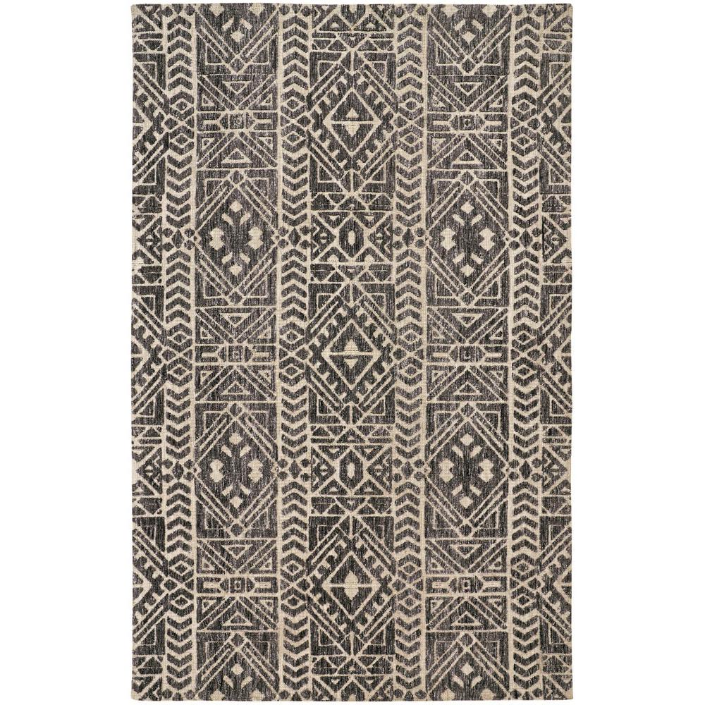 Colton Modern Mid-century Tribal Rug, Steel Gray/Ivory, 2ft x 3ft Accent Rug, 8748627FSLT000P00