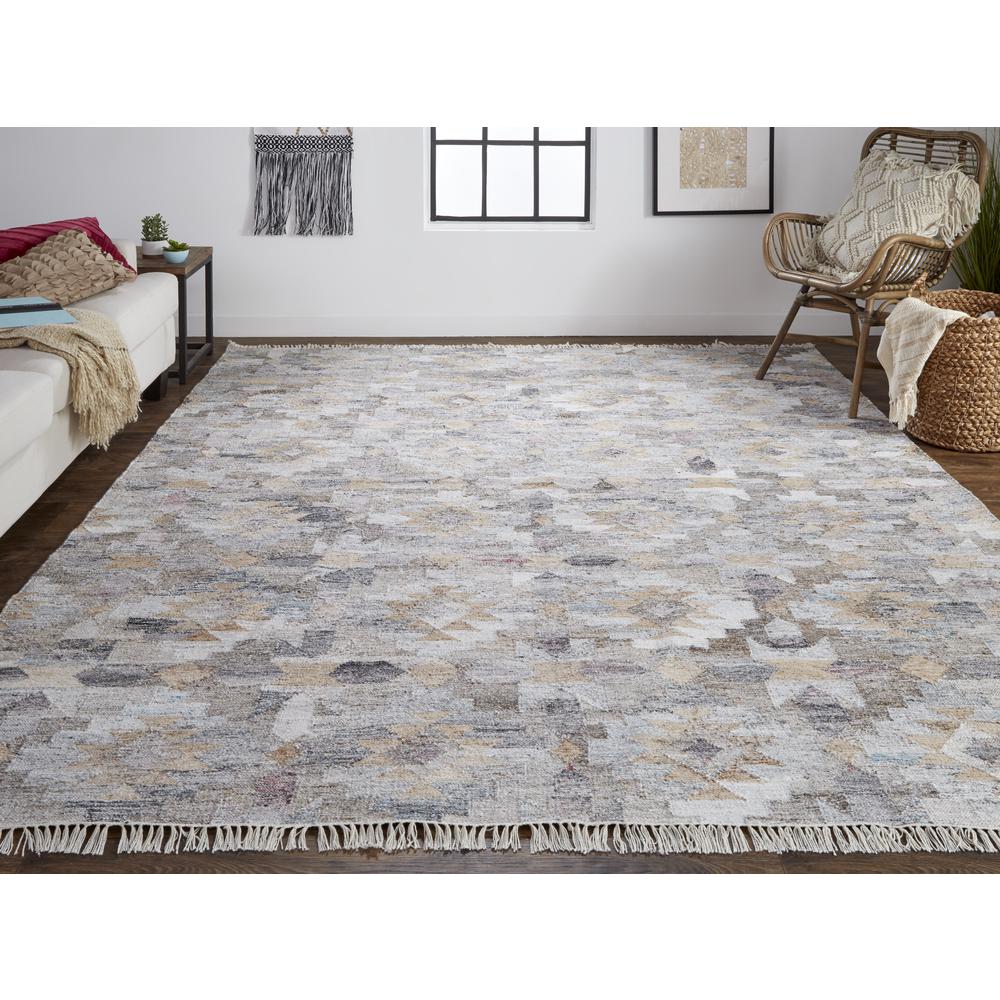 Beckett Eco Moroccan Ornamental Mosaic Accent Rug, Blue/Tan/Brown, 2ft x 3ft, 8900818FGRYMLTP00