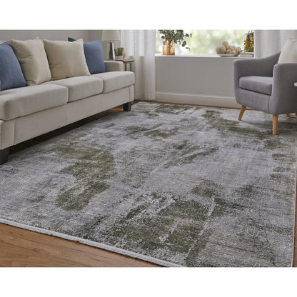 Cadiz Modern Ikat, Gray/Green/Silver, 3'-1" x 5' Accent Rug