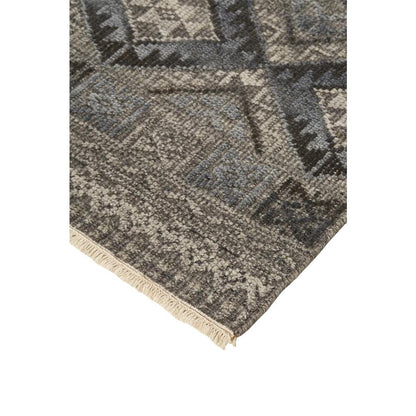 Payton Tribal Diamond Rug, Gray/Denim Blue, 9ft - 6in x 13ft - 6in Area Rug, 9806495FBLUGRYH50