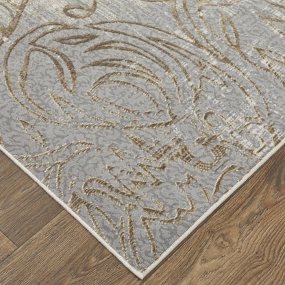 Celene Traditional Medallion, Silver/Tan/Gray, 9' x 12' Area Rug