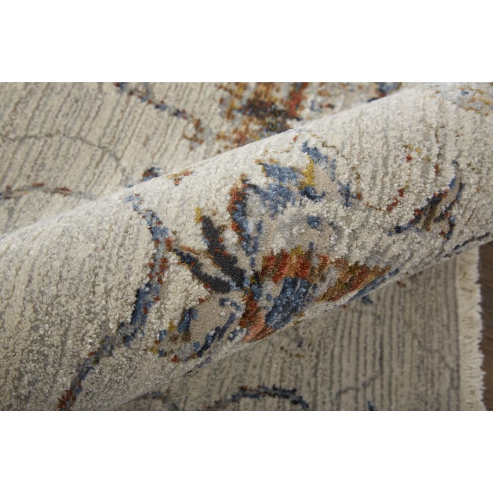 Kaia Transitional Floral & Botanical, Ivory/Orange/Blue, 7'-10" x 9'-6" Area Rug