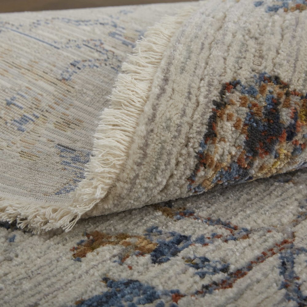 Kaia Transitional Floral & Botanical, Ivory/Orange/Blue, 7'-10" x 9'-6" Area Rug