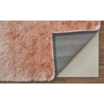 Indochine Plush Shag Rug with Metallic Sheen, Salmon Pink, 10ft x 10ft Round, 4944550FBLH000N95