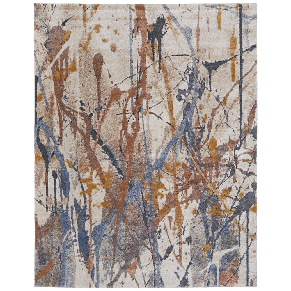 Gilmore Modern Watercolor, Blue/Orange/Gray, 5'-3" x 8' Area Rug