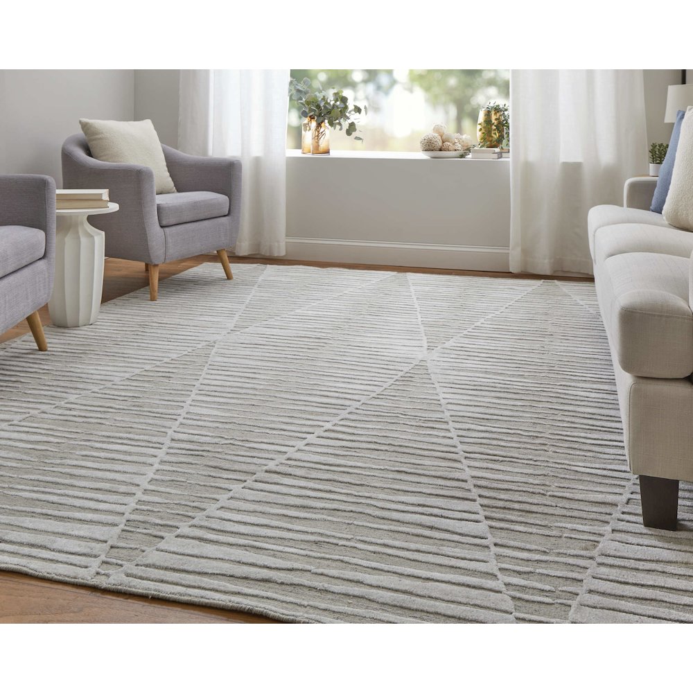 Elias Modern Geometric, Ivory/Tan, 5' x 8' Area Rug
