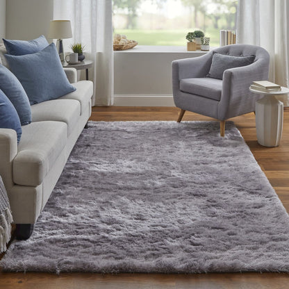 Indochine Plush Shag Rug Metallic Sheen, Amethyst Quartz, 3ft-6in x 5ft-6in, 4944550FSMYAMSC50